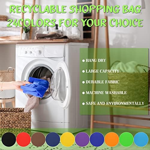 Eccliy 24 Pcs Reusable Grocery Bags Shopping Bags Foldable, Solid Style - Image 3