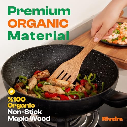 Riveira Walnut Wooden Spoons for Cooking Set of 6 – Natural Walnut Wooden Cooking Utensils, Spatula, Spoon - Premium Quality Utensil Set for Non-Toxic Cooking - Image 2