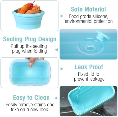 Yaomiao 16 Pack Collapsible Food Storage Container with Lid,Blue - Image 3