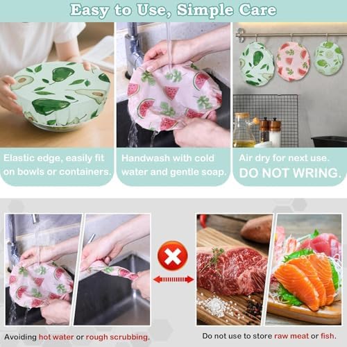 5Pcs Reusable Beeswax Elastic Bowl Covers for Bread Proofing and Food Cover - Image 6