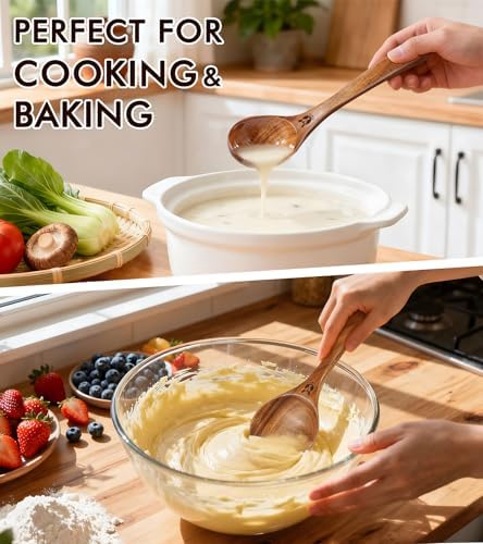 10Pcs Wooden Kitchen Utensils Set, Heat Resistant Wooden Spoons for Cooking - Image 7