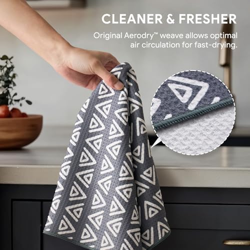 RECYCO Waffle Kitchen Towel Set of 2 - Quick Dry Microfiber Sustainable Dish Towels - Ultra Absorbent Reusable Cleaning Tea Towels - Lightweight Hand Towels,16”x 28”, Neutral Boho - Image 4
