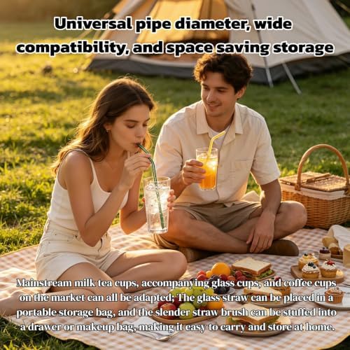 8 Pack Reusable Bent Glass Straws, 8 Inch Food Grade Heat Resistant, BPA FreeLead-Free Multicolor Glass Straws for Smoothie Milkshake Juice Cocktail Tea Hot Drinks, with 2 Cleaning Brushes - Image 4