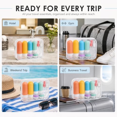 17-Piece Leak Proof Travel Bottles for Toiletries, Color-Coded Pouch Set - Image 5