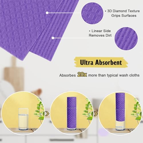 MoLKENE Swedish Dishcloths for Kitchen, 6 Pack Cellulose Sponge Cloths - Image 3