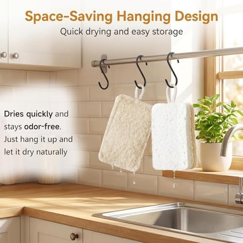 Natural Loofah & Cellulose Dual Sided Sponge 5 Pack | Compostable, Plastic-Free, Biodegradable Kitchen Scrubber | Non-Scratch for Dishes, Pots, Pans & Cast Iron - Image 5
