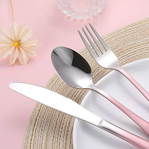 Travel Utensils,Reusable Silverware Set To Go Portable Cutlery Set with a Waterproof Carrying Case for Lunch Boxes Workplace Camping Picnic (GraPink) - Image 3