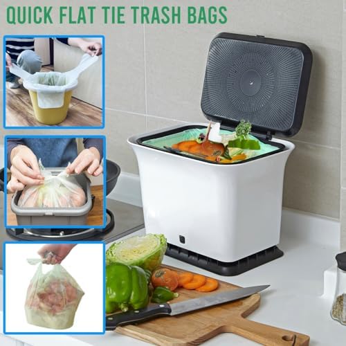 BEIDOU-PAC 3 Gallon Flap Tie Compostable Trash Bags, 100 Count Small Compost Garbage Bags, Food Scrap Waste Bags for Countertop Bin, ASTM D6400, US BPI Certified - Image 3