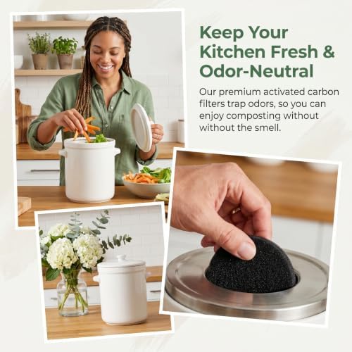 10 Pack Activated Charcoal Filters, 6.7 Inch Round Compost Bin Filter Replacements for Countertop Kitchen Compost Buckets, Trash Cans and Home Compost Pails - Image 4