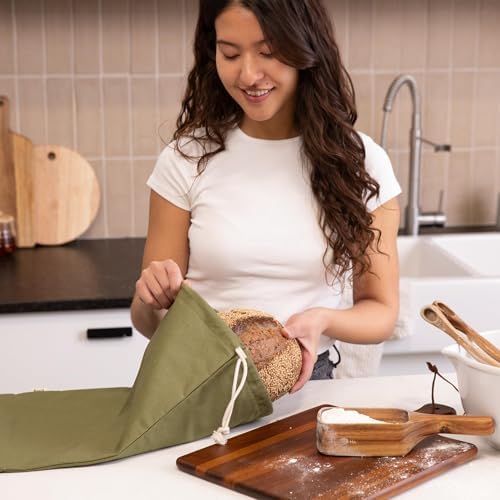 Sourdough Bread Bags for Homemade Bread, 2 Pack, Reusable Cotton Linen, Machine Washable, Freezer Safe - BPA-Free TPU Liner, Fits 2 Loaves Each, Beeswax Wrap Alternative, Drawstring Closure - Image 2