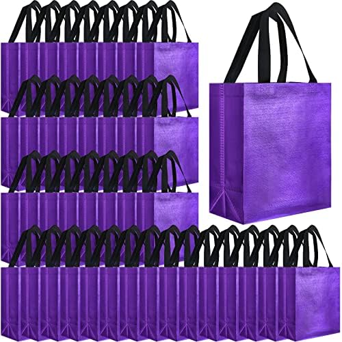 Eccliy 80 Pcs Reusable Gift Bags, Medium, Purple with Black Handles by Eccliy