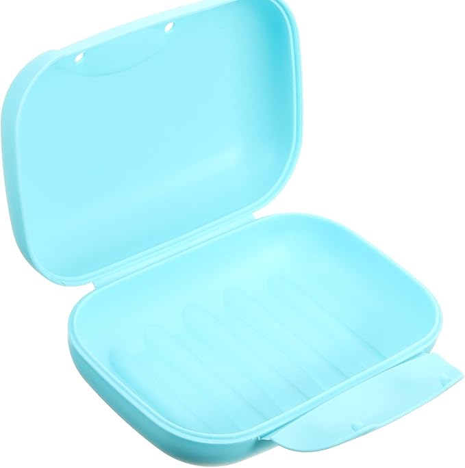 Portable Large Blue Soap Dish Container with Lock Lightweight Travel Soap Holder for Hiking Camping Bathroom Use Leakproof PP Plastic Case