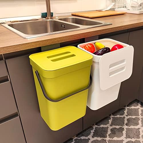 stonespace Small Trash Can with Lid,Under Sink Compost Bin,3.2 Gallon Green by stonespace