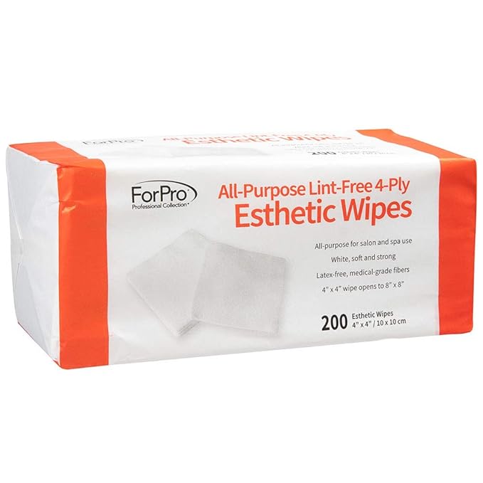 ForPro Professional Collection All-Purpose Lint-Free 4-Ply Esthetic Wipes, for Salon and Spa Use, Soft, Strong and Durable, Latex-Free, 4" x 4", 200-Count (Pack of 6)