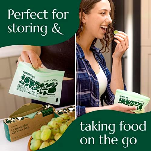 Cleanomic Compostable* Snack Size Food Storage Bags (50 Eco Zip) Freezer and Leak Proof, Also Available Gallon, Quart and Sandwich Size Bags - Image 6