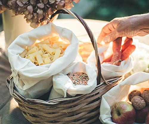 Organic Cotton Mesh Produce Bags Set of 6 (3 Large, 3 X-Large), Reusable Drawstring Grocery Bags for Fruits, Vegetables, Onion, Potato & Garlic Storage, Washable Farmers Market Kitchen Organizer - Image 4