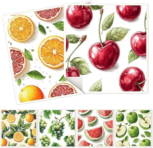 6 Pack Swedish Dishcloths for Kitchen - Reusable Dish Paper Towels Cloths Washable,Absorbent Cellulose Cleaning Sponge Cloth Wipes Quick Dry, Decorative Tea Towels,No Odor Biodegradable(Fruit) by Unknown