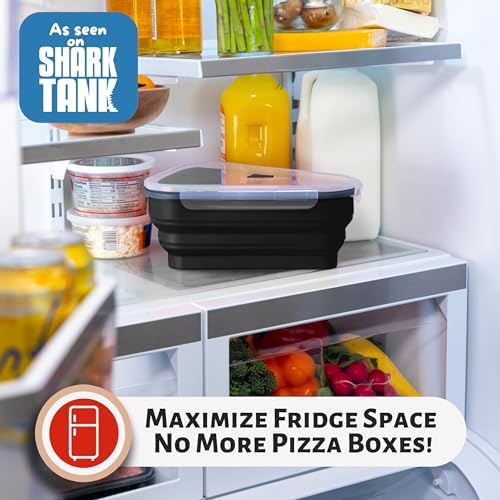 PIZZA PACK The Perfect Reusable Pizza Storage Container with 5 Microwavable Serving Trays - BPA-Free Adjustable Pizza Slice Container to Organize & Save Space, 3 Pack, Black - Image 3