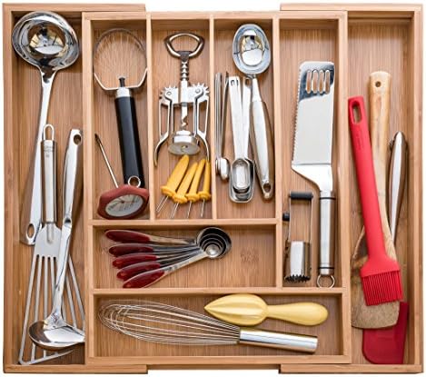 Bellemain Bamboo Kitchen Drawer Organizer, Expandable 8-Slot Tray - Image 4