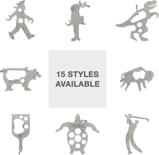 Keychain Multi-Tool | Zootility Tools | Allen Keys, Wrenches, Screwdrivers, Bottle Opener, and MORE. Stainless Steel, MADE IN USA (Orbit 8-in-1)