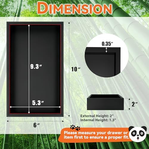Lixple Bamboo Kitchen Drawer Organizer, 2 Pack, 10" x 6" x 2", Black - Image 2