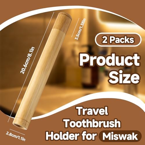 Toothbrush Holder Compatible with Miswak,2Packs Bamboo - Image 2
