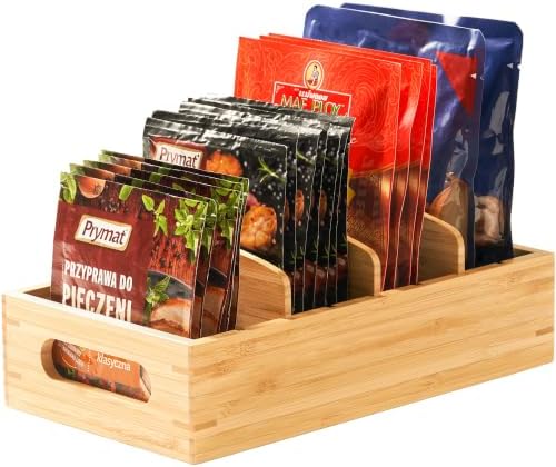 Umilife Small Bamboo Seasoning Packet & Tumbler Lid Organizer in Cabinet by Umilife