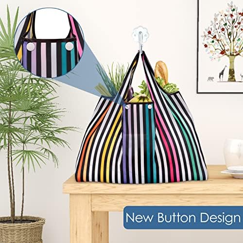 KINGMAS Reusable Grocery Bags, Eco-Friendly Folding Tote Shopping Bag fits in Pocket, Washable Waterproof Nylon Pouch Bags - Image 6