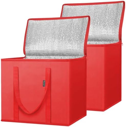 BALEINE Insulated Reusable Grocery Bags with Zippered Top, Large Cooler Bag by BALEINE