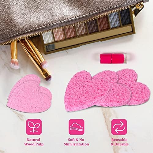 120-Count Kickleen Compressed Cellulose Heart Shape Facial Sponges,Pink - Image 5