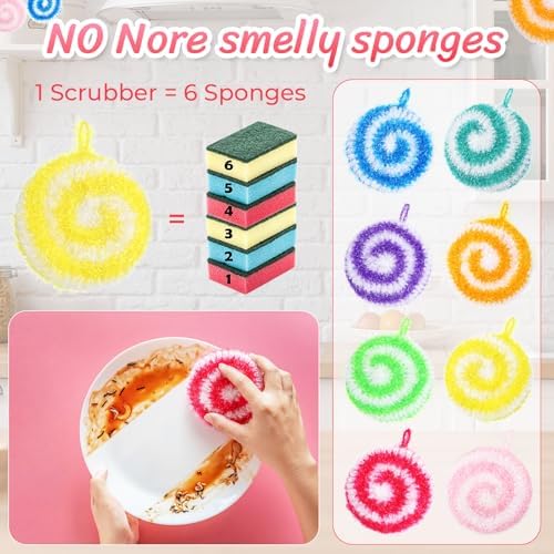 Kenning 12 Pcs Dish Scrubber Non Scratch Dish Washing Scrubbers Reusable Household Cleaning Kitchen Tools for Dishwashing Washing Dishes Cookware Tubs Sinks (Candy) - Image 5