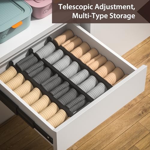 DUCOO 4 PCS Drawer Divider, 17"-22" Adjustable Bamboo Drawer Dividers Organizers, Expandable Separators for Kitchen, Clothes, Dressers, Home, Office, Black - Image 5