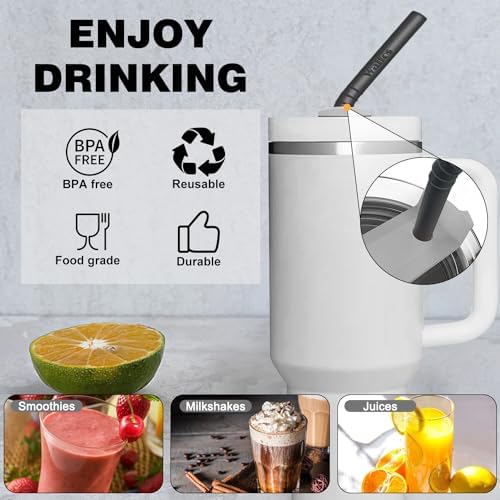 Walfos Silicone Straws - Reusable straws Bendy straws for Smoothies/20 & 30 oz Tumblers, BPA Free. 2 Size (3pcs Wide S + 3 pcs Regular + 2 Cleaning Brushes） - Image 2
