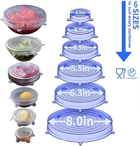 Silicone Stretch Lids, 18 Pack Reusable Silicone Lids, Silicone Bowl Covers, 6 Sizes Silicone Covers Apply to Food Container, for Freezer & Microwave - Image 2