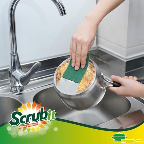 SCRUBIT Scouring Pads - Heavy Duty Scrub Pads for Cleaning Dishes - Non-Scratch - Reusable - Green (50, Green) - Image 6