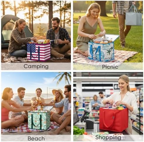 BALEINE Insulated Reusable Grocery Bags with Zippered Top, Large Cooler Bag - Image 6