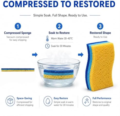 12 PCS Sponges Kitchen, Non Scratch Scrub Sponges for Washing Dishes, Blue - Image 5