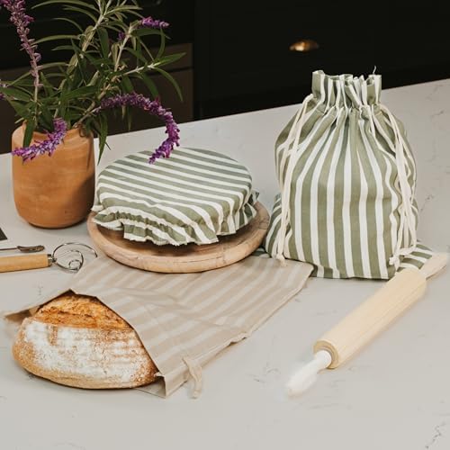 Beautiful Linen Bread Bag Set & Proofing Cover for Homemade Sourdough - Image 2
