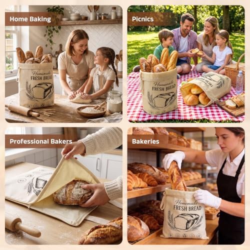 FATROCK Bread Print Beeswax-Lined Bread Bags, 13 x 17 in, 3 Pack - Image 7