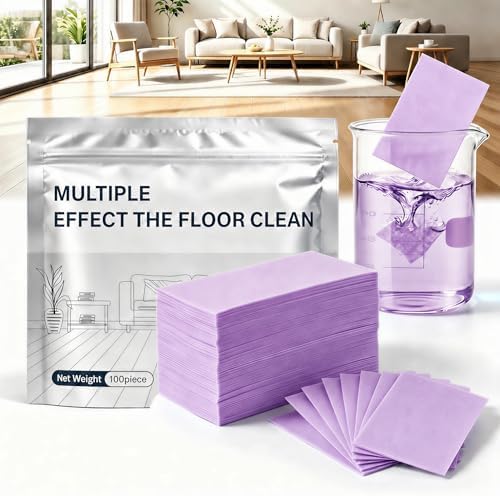 Multi-Effect Floor Cleaning Tablets, Water Soluble Concentrated Cleaner Sheets for Hardwood Laminate LVP Tile Wall Glass Multi-Surface Mopping Deep Clean (Purple — Lavender Scent, 200PC) by Unknown