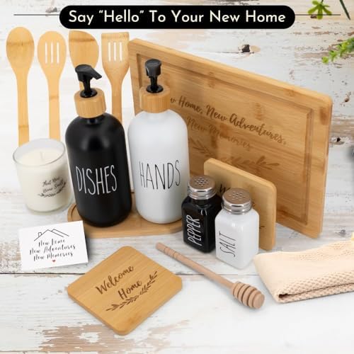 Happy Banana House Warming Gifts New Home – Home Essentials for New Home Gift Set Includes Scented Candle, Bamboo Cutting Board, Soap Set, Towels, Salt and Pepper Shaker – Luxury New House Must Haves - Image 7
