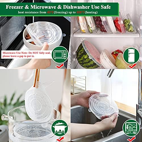 Silicone Stretch Lids, 12 Pack of Reusable Silicone Lids for Food Storage BPA-free Silicone Covers for Bowls, 6 Different Sizes to Fit Most Food Containers, Microwave & Dishwasher Use Safe - Image 5