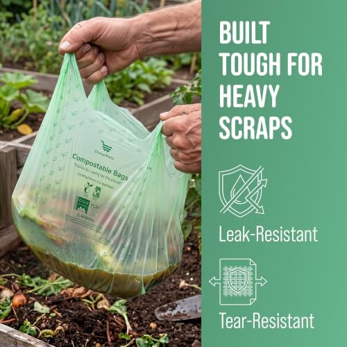 50 Home Compostable Trash Bags 1.6 Gallon Easy Tie Handles - Image 3