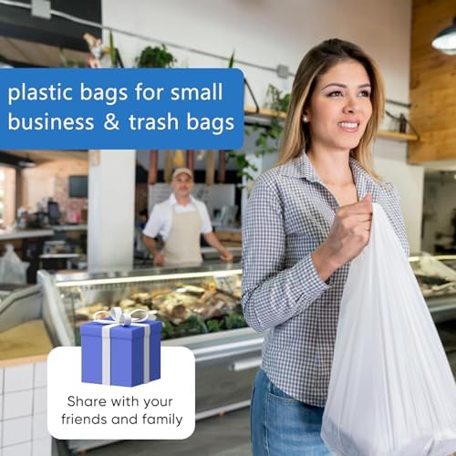 LimonLaviu Plastic Bags - 300 Pack (11.5'x 6.5" x 21') with Handles for Small Business, Restaurants, Grocery & Trash - Image 4