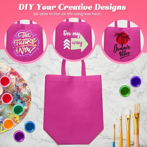 Reginary 100 PCS Non Woven Tote Bags Bulk,Rose Pink - Image 7