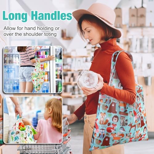 Eccliy 24 Pcs Reusable Grocery Bags Shopping Bags Foldable, Animal Design - Image 2