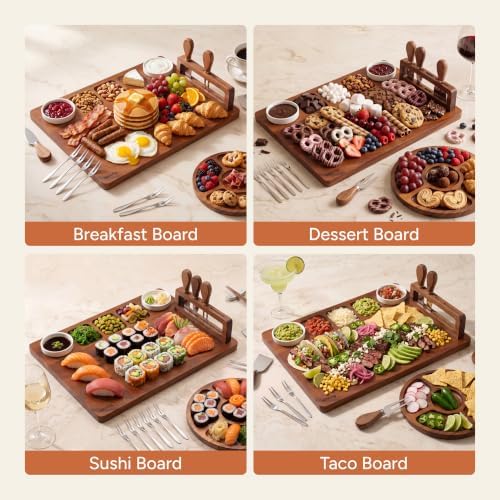 SMIRLY Charcuterie Board Set with Serving Accessories, Large Walnut - Image 4