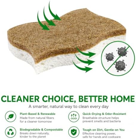 8 Pack Eco Friendly Kitchen Sponges, Non Toxic Dish Sponge - Image 3
