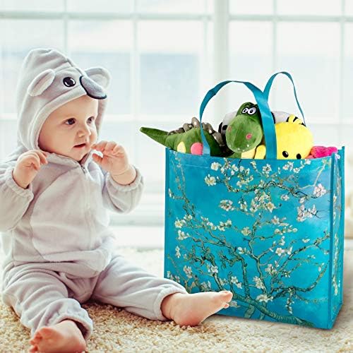 NymphFable Almond Blossom Shopping Bags, 6 Pack Reusable Grocery Tote Bag - Image 6
