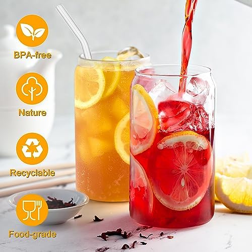 Glass Cups with Lids and Straws - 16 oz Glass Drinking Cups Set for Coffee - Image 4